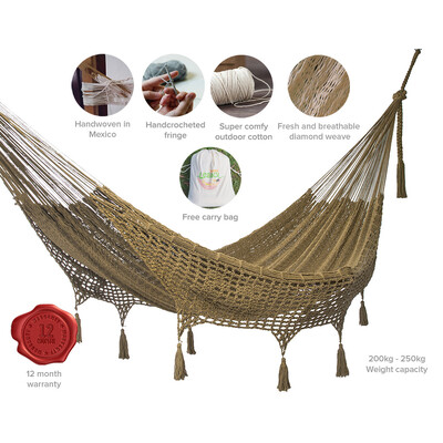 Outdoor Undercover Cotton Hammock Queen Size Cedar