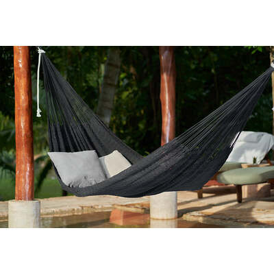 King Size Outdoor Cotton Mexican Hammock In Black
