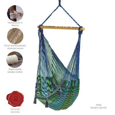  Extra Large Outdoor Cotton Mexican Hammock Chair in Caribe Colour