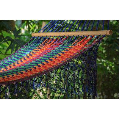  Queen Size Outdoor Cotton Mexican Resort Hammock With Fringe in Mexicana Colour
