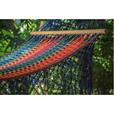 King Size Outdoor Cotton Mexican Resort Hammock With Fringe in Mexicana Colour