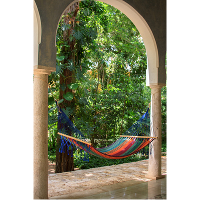  Queen Size Outdoor Cotton Mexican Resort Hammock No Fringe in Mexicana Colour