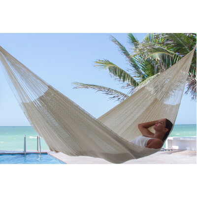 Jumbo Size Super Nylon Mexican Hammock In Cream Colour