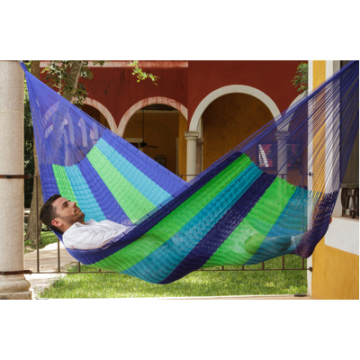 Queen Size Super Nylon Mexican Hammock in Oceanica Colour