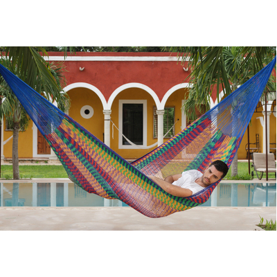 Jumbo Size Outdoor Cotton Mexican Hammock in Mexicana Colour