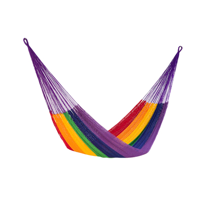 Jumbo Size Outdoor Cotton Mexican Hammock in Rainbow Colour