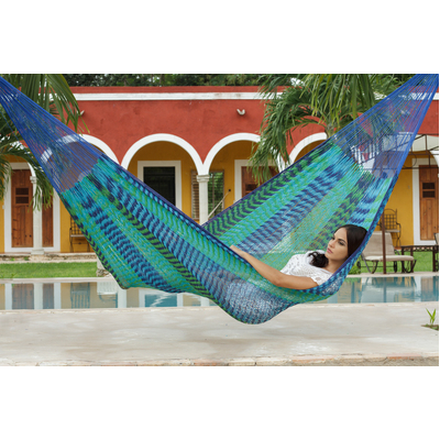  King Size Outdoor Cotton Mexican Hammock in Caribe Colour