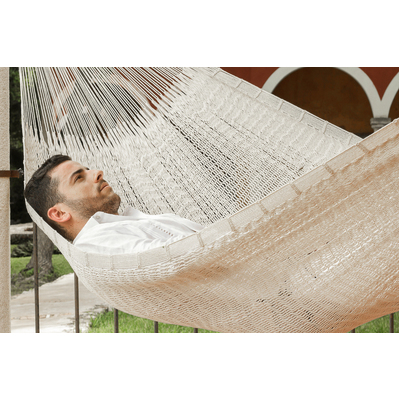  King Size Outdoor Cotton Mexican Hammock in Cream Colour