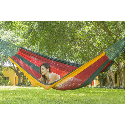 Queen Size Outdoor Cotton Mexican Hammock in Imperial Colour