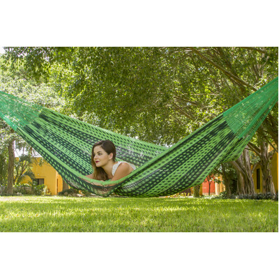 Queen Size Outdoor Cotton Mexican Hammock in Jardin Colour
