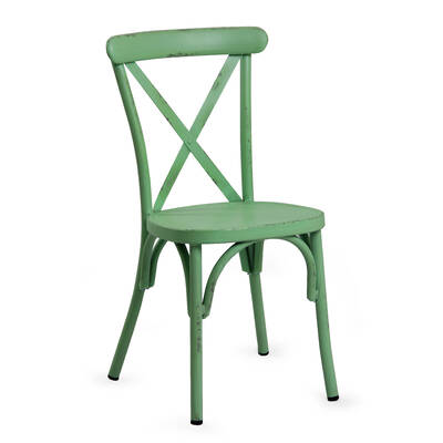 Retro Green Aluminium Cross Back Chair Set Of 2