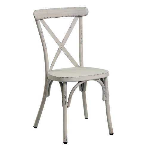 White Aluminium Cross Back Chair Set Of 2
