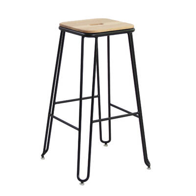 Ash Wood & Steel Industrial Bar Stool