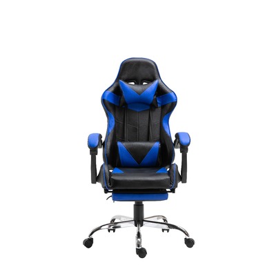 Gaming Office Chair Foot Rest Blue