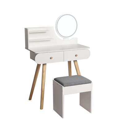 Luxury Dressing Table Stool LED Mirror - Foldable Function Classic