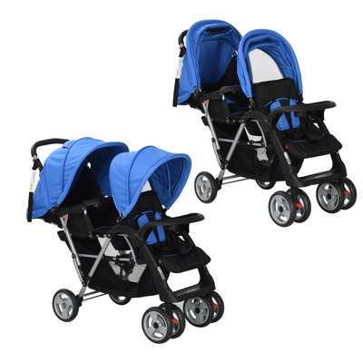 Tandem Stroller Steel Blue and Black