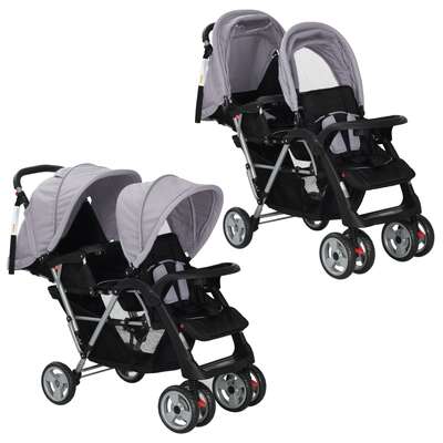 Tandem Stroller Steel Grey and Black