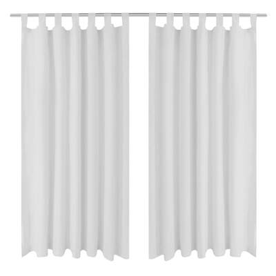 2 pcs Micro-Satin Curtains with Loops  ( White ) 