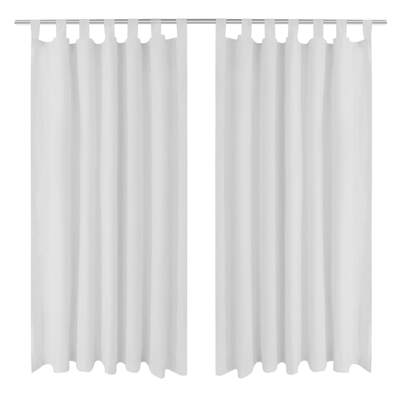 2 pcs White Micro-Satin Curtains with Loops   