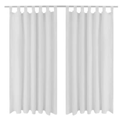 2 pcs White Micro-Satin Curtains with Loops   