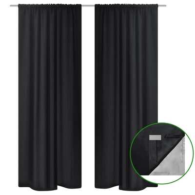2 pcs Black Energy-saving Blackout Curtains Double Layer   