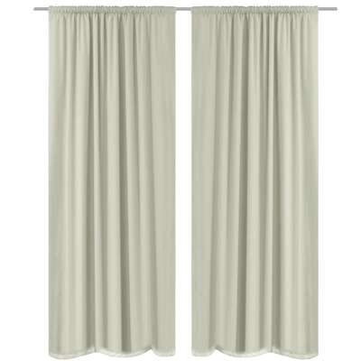 2 pcs Cream Energy-saving Blackout Curtains Double Layer   