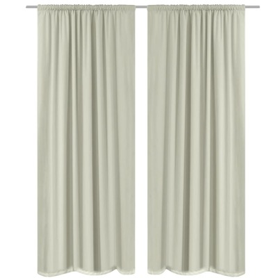 2 pcs Cream Energy-saving Blackout Curtains Double Layer   