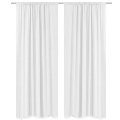 2 pcs White Energy-saving Blackout Curtains Double Layer   
