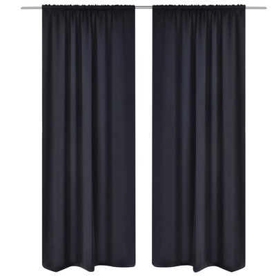 2 pcs Black Slot-Headed Blackout Curtains    