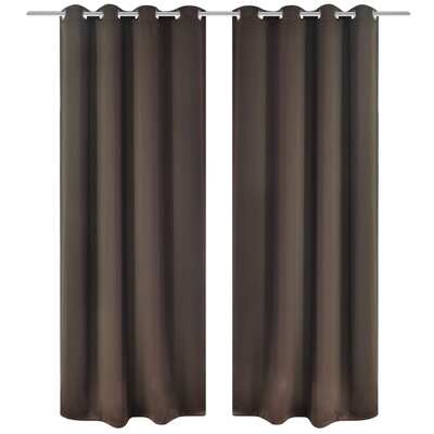2 pcs Brown Blackout Curtains with etal Rings    