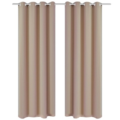 2 pcs Cream Blackout Curtains with Metal Rings    