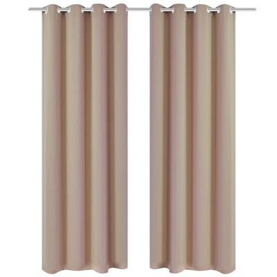 2 pcs Cream Blackout Curtains with Metal Rings    