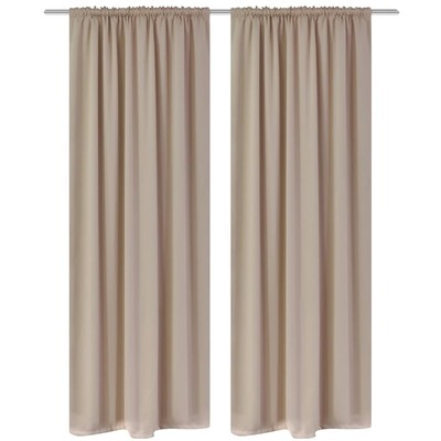 2 pcs Cream Slot-Headed Blackout Curtains    