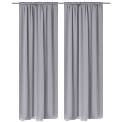 2 pcs Grey Slot-Headed Blackout Curtains    
