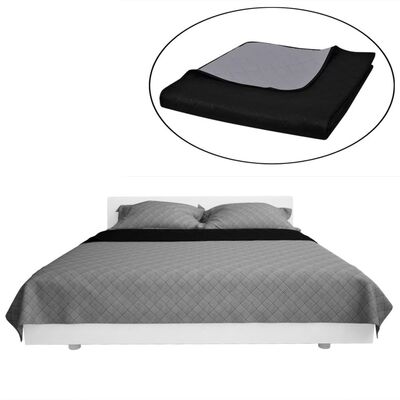 Double-sided Quilted Bedspread Black/Grey    