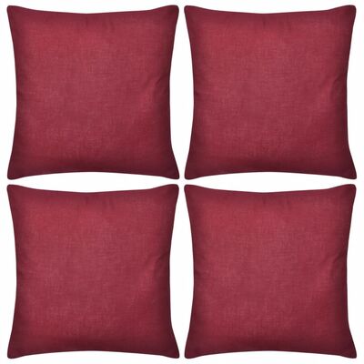 4 Cushion Covers Cotton--Burgundy     