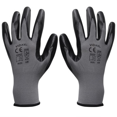 Work Gloves Nitrile  Pairs Grey and Black Size XL