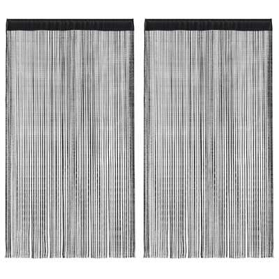 String Curtains 2 pcs--Black