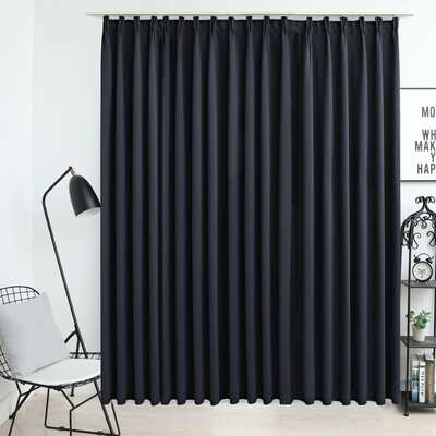 Blackout Curtain with Hooks Black