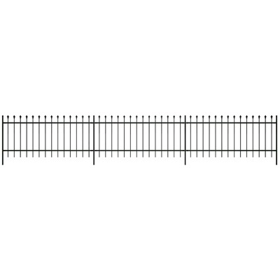 Security Palisade Fence with Pointed Top Steel Black S