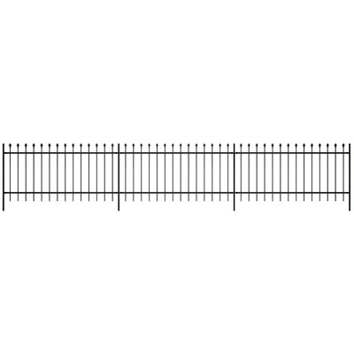 Security Palisade Fence with Pointed Top Steel Black M