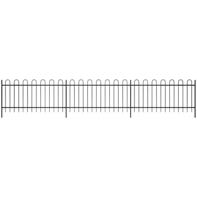 Security Palisade Fence with Hoop Top Steel Black M