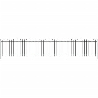 Security Palisade Fence with Hoop Top Steel Black L