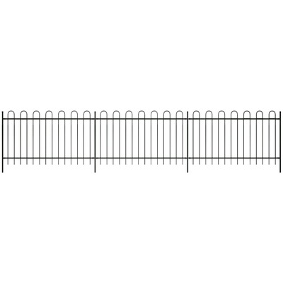 Security Palisade Fence with Hoop Top Steel Black XL