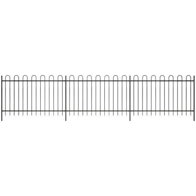 Security Palisade Fence with Hoop Top Steel Black XXL