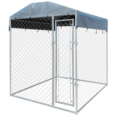 Outdoor Dog Kennel with Canopy Top S
