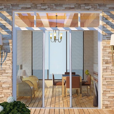 White Sliding Insect Screen for Double Doors  