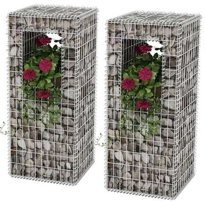 Gabion Basket Posts/Planters 2 pcs Steel 
