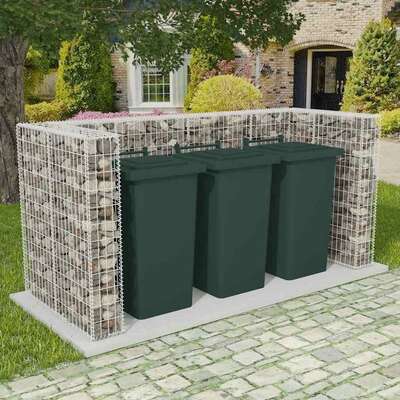 Gabion Triple Wheelie Bin Surround Steel L