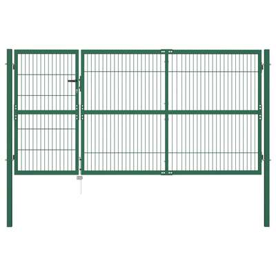 Garden Fence Gate with Posts Steel Green L